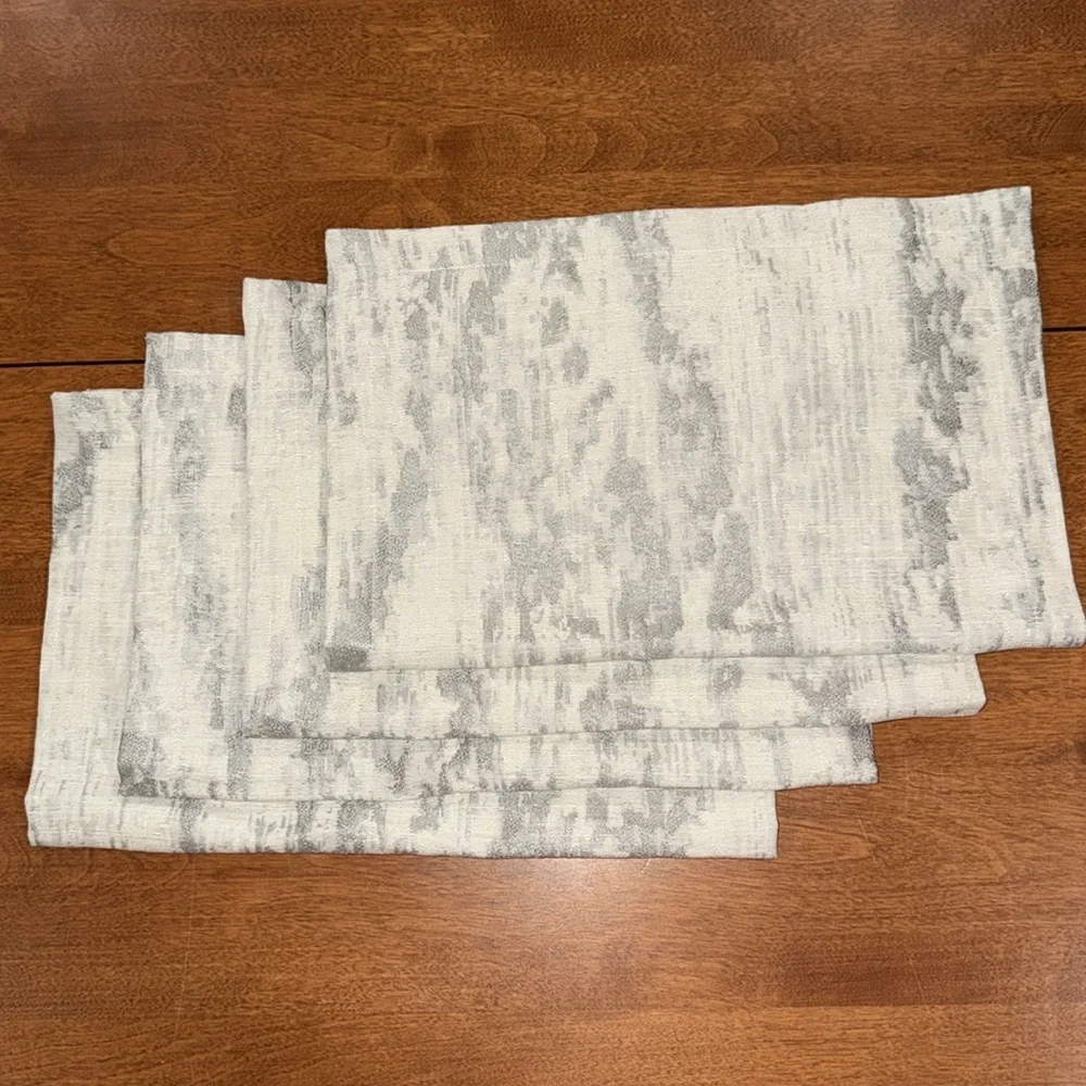 West Elm Gray and White Fabric Placemats (4)